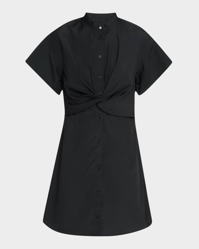 Gretchen Twist-Front Poplin Shirtdress